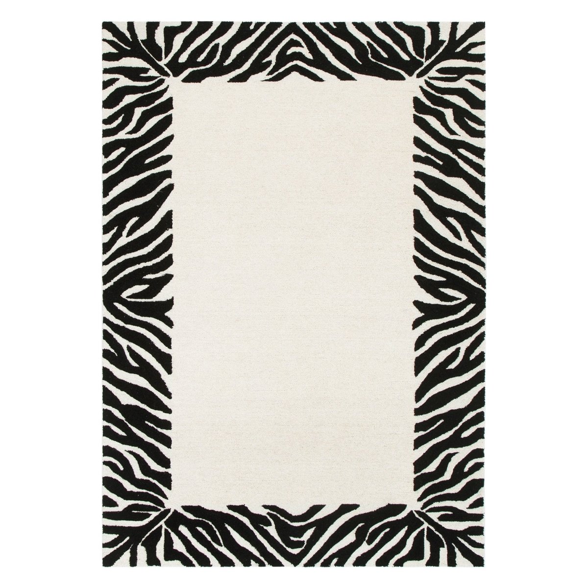 Nirvana Frame WHITE/BLACK Wool Rug - Ruggy