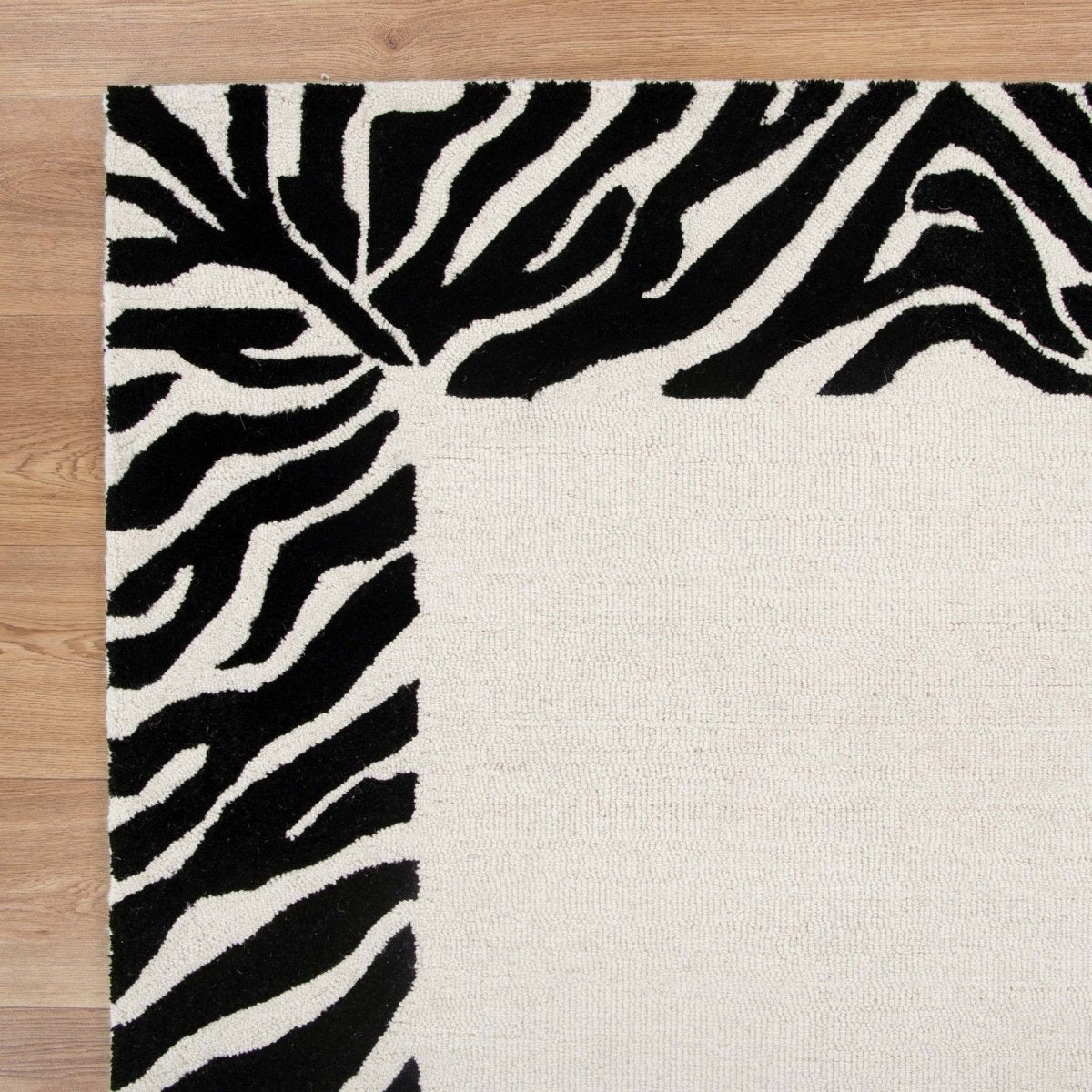Nirvana Frame WHITE/BLACK Wool Rug - Ruggy