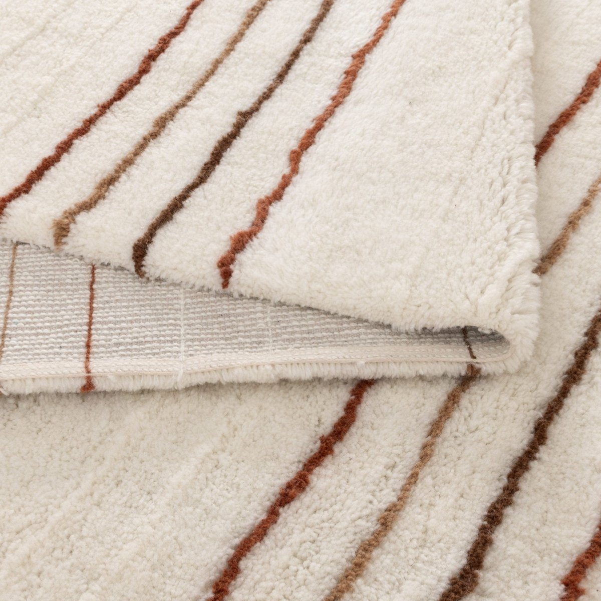 Noola Terracotta Stripe Washable Wool Rug
