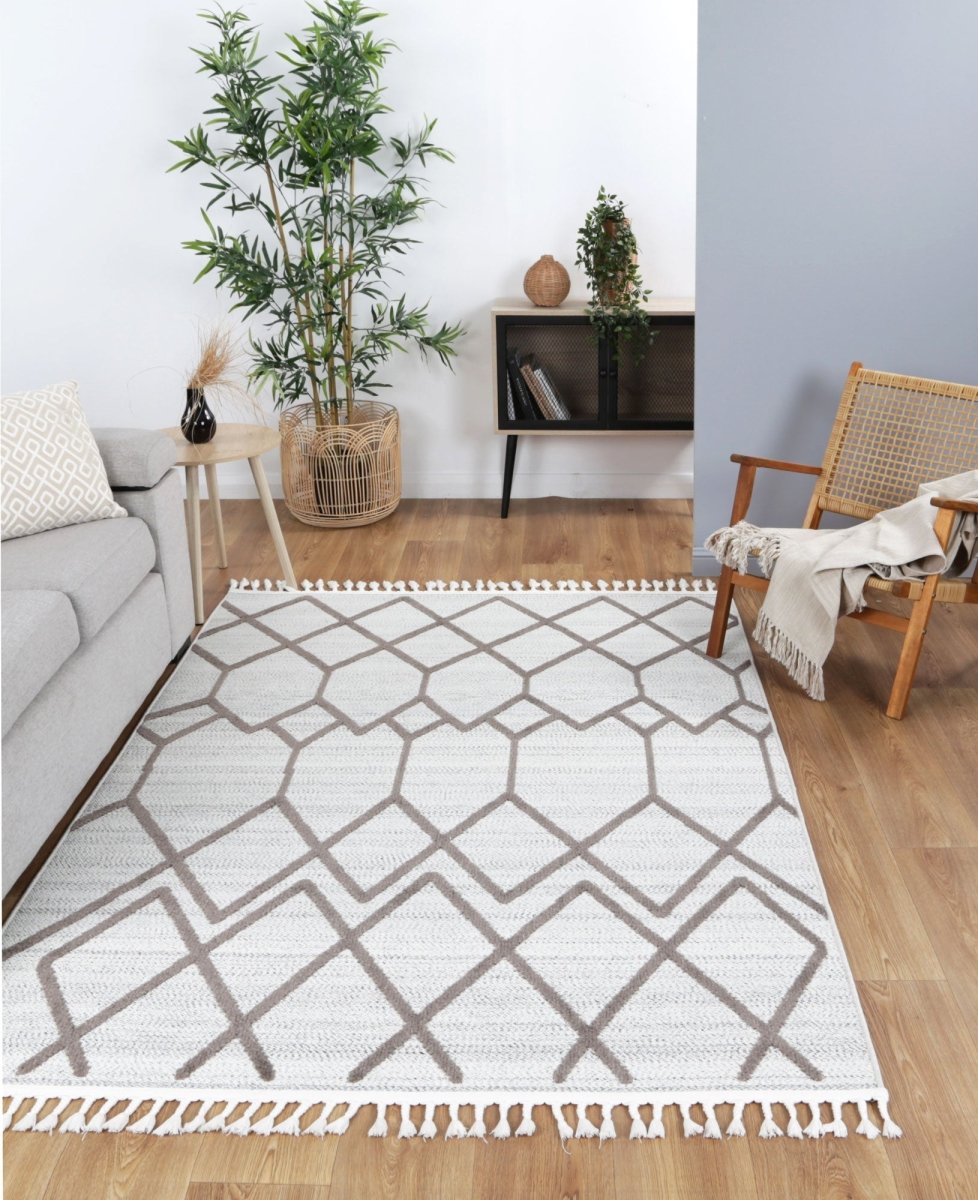 Oasis Lelantine Geometric Cream and Brown Rug - Ruggy