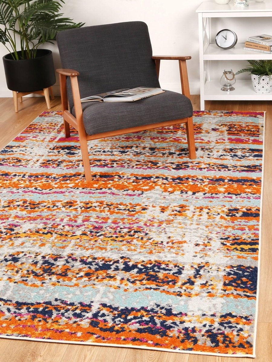 Pulse Messina Orange & Blue Transitonal Rug - Ruggy