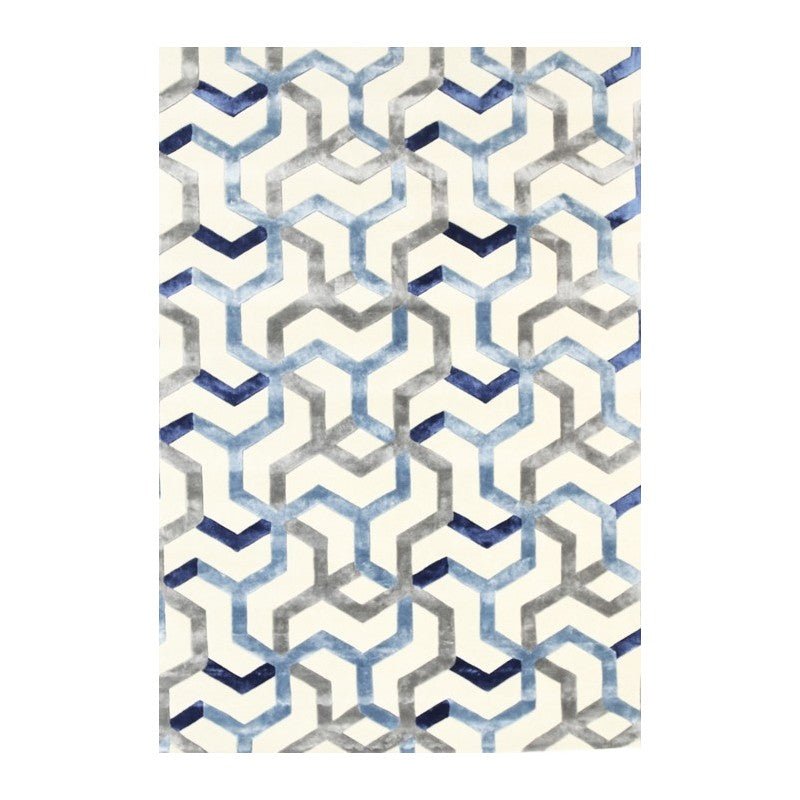 Regal Geo Maze Navy Designer Rug Area Rug | Ruggy