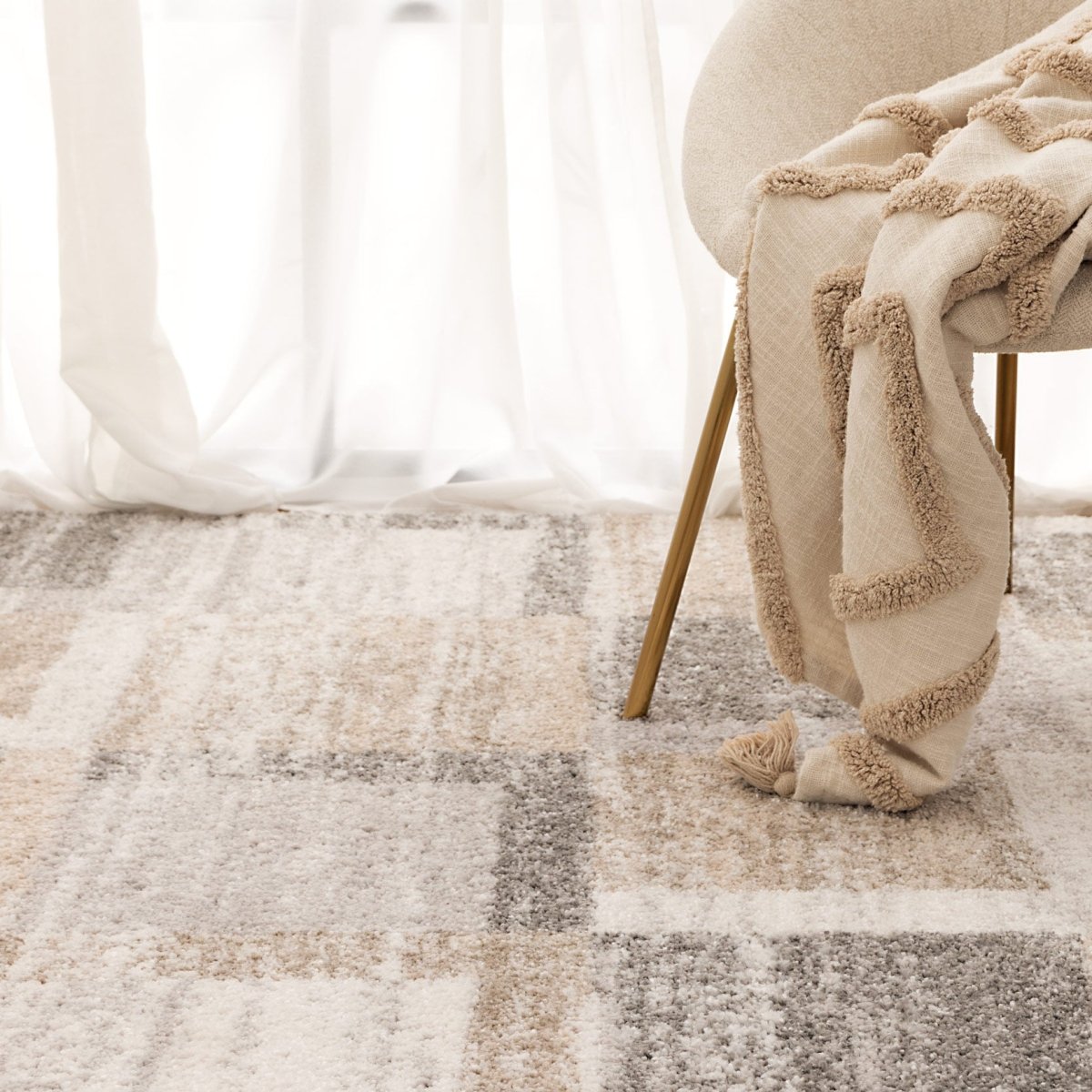 Sable Squares Neutral Rug