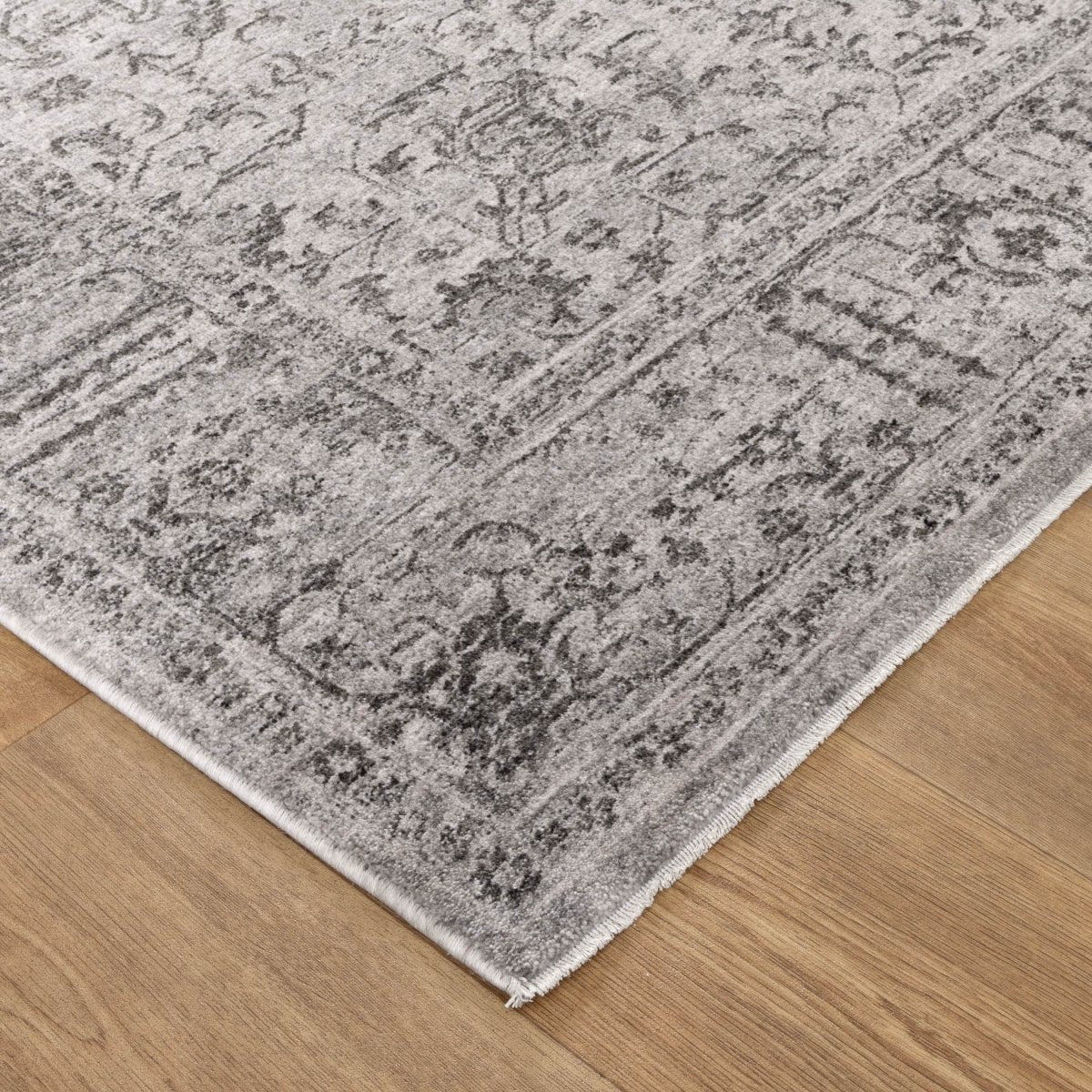 Tarra Distressed Border Grey Rug