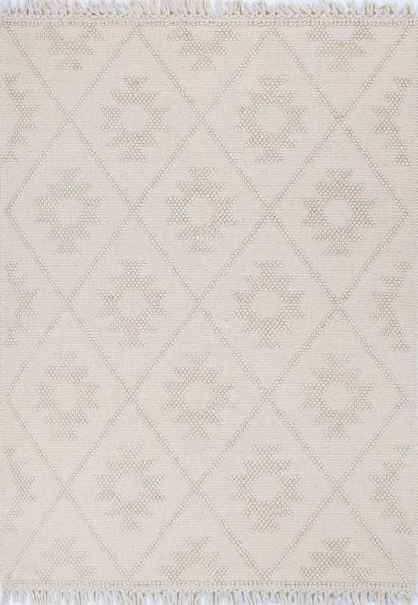 Treasure Geometric Beige Wool Rug Area Rug | Ruggy