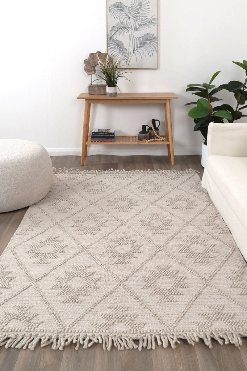 Treasure Geometric Brown Wool Rug Area Rug | Ruggy