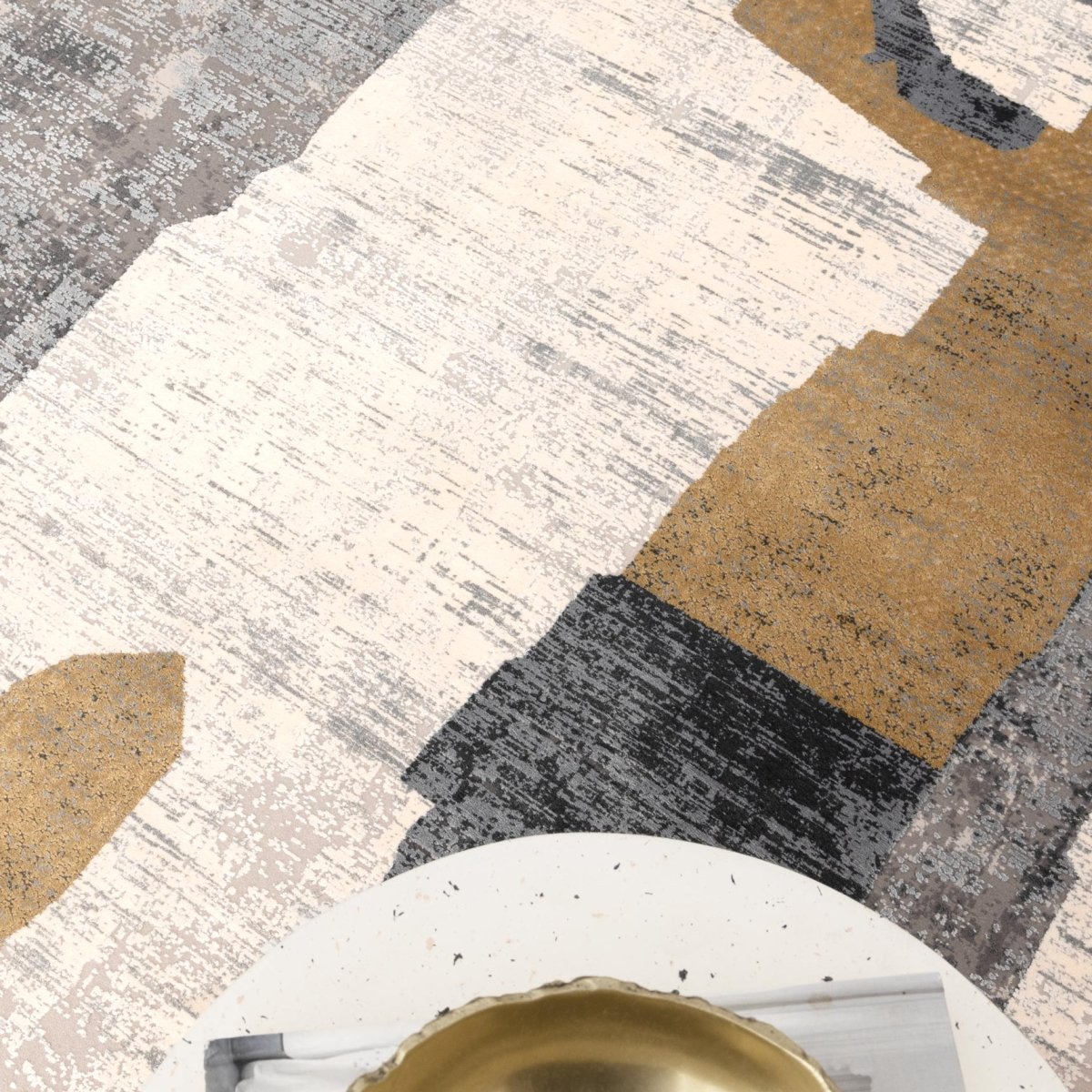 Walwa Shapes Grey Gold Modern Rug